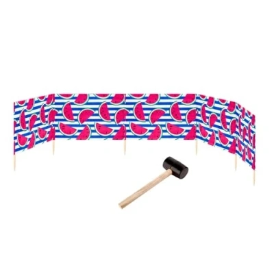 Abbildung von Garronda Strand Windschutz Sichtschutz 6m lang Plus Gummihammer GAEX001 (Wassermelone 66, 6 m)