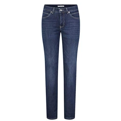 Abbildung von MAC Jeans Damen Melanie Straight Jeans, Blau (Dark Blue D845), W34/L28