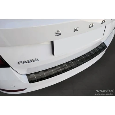Abbildung von Avisa Schwarz Edelstahl Heckstoßstangenschutz kompatibel mit Skoda Fabia III Combi FL 2018 &#039;Ribs&#039;