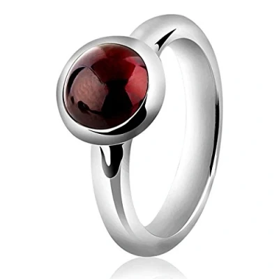 Abbildung von Nenalina Fingerring Granat Cabochon Edelstein Rund Rot 925 Silber
