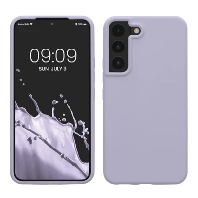 Abbildung von kwmobile Schutzhülle kompatibel mit Samsung S22 Hülle Silikon Case Handyhülle weiche Oberfläche kabelloses Laden Pastell Lavendel