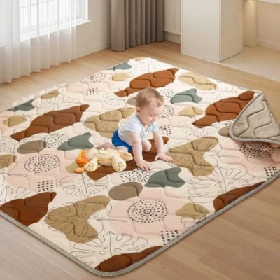 Abbildung von Tuocal Baby Spielmatte 180x150cm Krabbelmatte, Dicke Weiche Polsterschaum Krabbeldecke für Babys und Kleinkinder, Faltbare Maschinenwaschbare Spieldecke, Boho Design