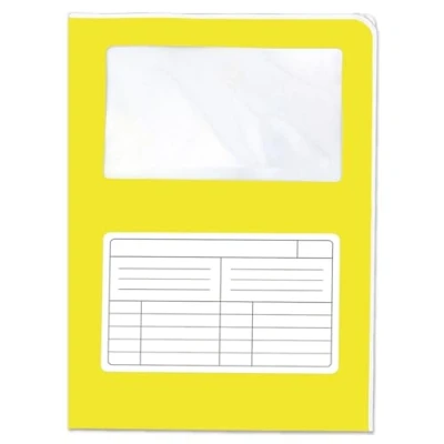 Abbildung von Blasetti Dokumentenmappen mit Fenster SINTEX CROMO GELB Dokumentenordner für Büro, Format A4, Farbe Gelb, Packung 50 Stück, 120 g/m² Papier, Auf zwei Seiten offen.