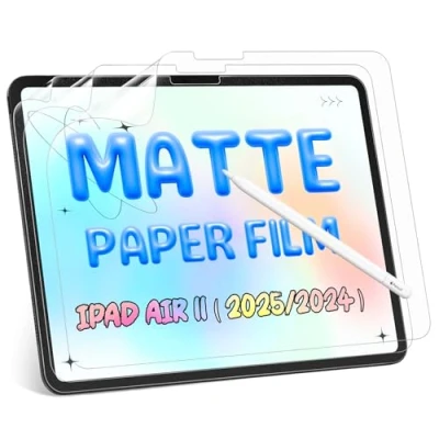 Abbildung von 3 Stück Papier Folie Kompatibel mit iPad Air 6. Generation 11 Zoll 2024, Matte Papierfolie Schutzfolie Displayschutz Film Blendfreiem Feel Paper PET Screen Protector for Writing Drawing Sketching