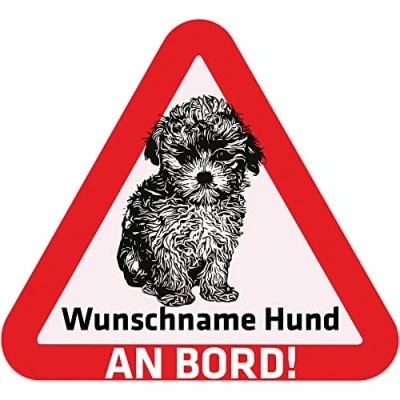 Abbildung von Indigos UG Namensaufkleber Hund Maltipoo Aufkleber mit Namen &amp; Wunschtext individuell personalisiert Auto Motorrad LKW