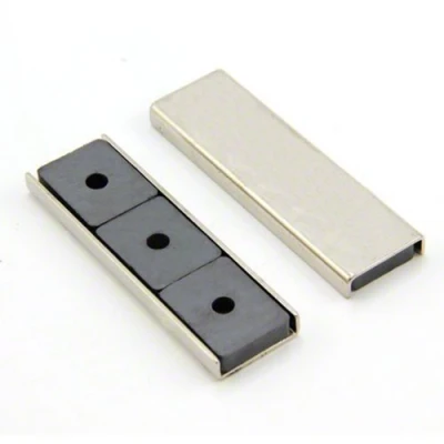 Abbildung von Ferrit Kanalmagnet Für Diy, Handwerk und Hobbys 69 x 27 11,8mm Dickes 4mm Loch 10kg Zug Pack von 20