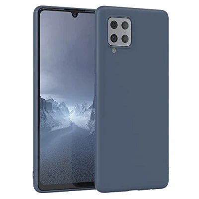 Abbildung von EAZY Case Silikonhülle für Samsung Galaxy A42 5G Hülle Silikon Blau weich stoßfeste Handyhülle Schutzhülle mit Kameraschutz Dünn Premium Schutz Cover TPU Phone Bumper in Petrol