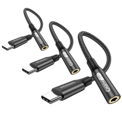 Abbildung von MOSWAG USB Typ C auf 3.5mm Kopfhörer Jack Adapter, Audio Aux Dongle Kabel für Samsung Galaxy S23 S22 S21 S20 Ultra S20+A54 /A34/ A53/ A33/Pixel 8/7a/ 7/6 Pro/iPhone 15/15 Pro Max /15 Plus