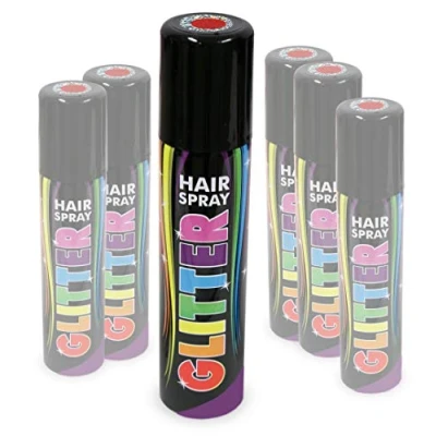 Abbildung von KarnevalsTeufel Hairspray Glitter in verschiedenen Farben buntes Haarspray mit Glitzer Haarschmuck farbig (Rot)