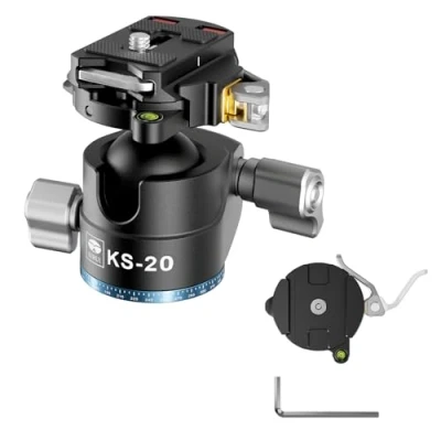 Abbildung von SIRUI KS 20 Kugelkopf für Stativ, 33 mm Low Profile Kugelkopf, 360 Panorama Aluminiumlegierung, Stativkopf Kamera Camcorder Stativ Kameraschieber, Maximale Belastbarkeit 15 kg