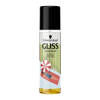 Abbildung von Schwarzkopf Gliss Conditioner ohne Ausspülen, Sommerrepair Express Spray für beanspruchtes Haar aus dem Sommer, mit Blumenessenz, 200 ml