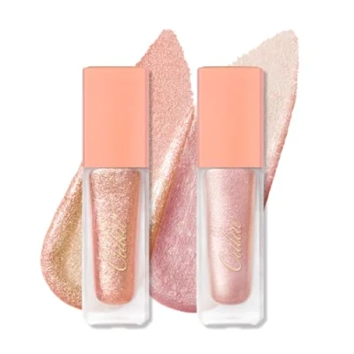 Abbildung von Oulac Flüssig Lidschatten Set Pink Glitzer Metallic zum Aufhellen der Augen Liquid Eyeliner mit Funkeln Finish Glattes Schimmer Make up Vegan&amp; Cruelty Free 2Pcs