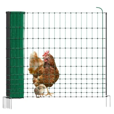 Abbildung von VOSS.farming Geflügelnetz Basic, 50m x 112cm, 2 Spitzen, grün, mobiler Hühnerzaun, Haustierzaun, Begrenzungszaun, Katzenzaun, ohne Strom