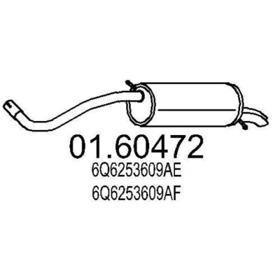 Abbildung von MTS 01.60472 Endschalldämpfer 1200 VOLKSWAGEN: Polo IV Schrägheck, SKODA: Fabia I SEAT: Ibiza 3 Schrägheck