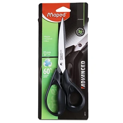 Abbildung von Maped M499110 Schere Advanced Greenlogic asymmetrisch, 21 cm, schwarz
