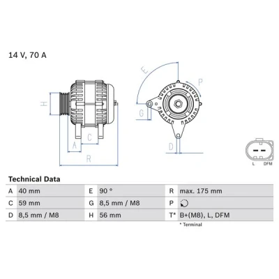 Abbildung von BOSCH 0 986 042 600 Lichtmaschine 14V 70A SKODA: Octavia 1 Combi, I Schrägheck