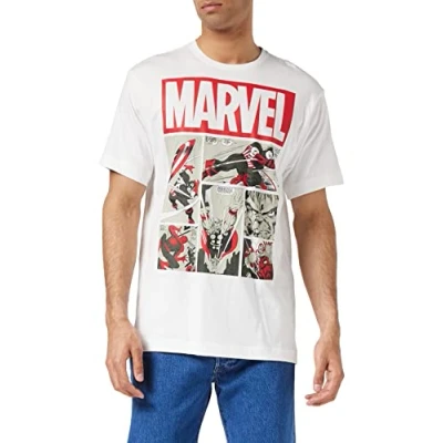 Abbildung von Marvel Herren Heroes Comics T Shirt, Weiß (White White), X Large