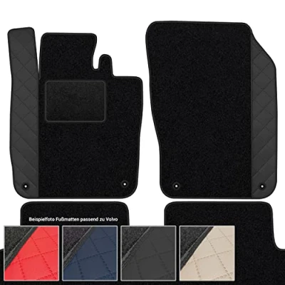 Abbildung von moto MOLTICO Fußmatten Auto Velours Autoteppiche Schwarz Automatten Set 4 teilig Auffälliges Design passend für Volvo S90 V90 ab 2016 (Schwarzes Muster)