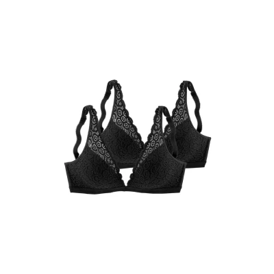 Abbildung von Lascana 2 PACK Triangel BH, Damen, Größe: 75C, Schwarz