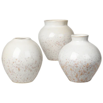 Abbildung von Broste Copenhagen Ingrid Vase S 3tlg Keramik Rainy Day / Indian Tan