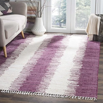 Abbildung von SAFAVIEH Modern Teppich für Wohnzimmer, Esszimmer, Schlafzimmer Montauk Collection, Kurzer Flor, Lila, 91 X 152 cm