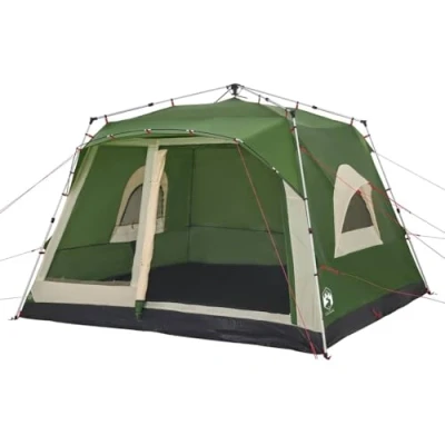Abbildung von vidaXL Familienzelt für 7 Personen, Campingzelt mit E Anschluss, Gartenzelt Quick Release System, Gruppenzelt, Grün 190T Polyester