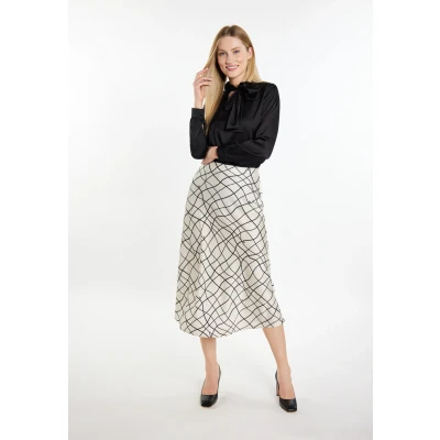 Abbildung von DREIMASTER Klassik Damen Midirock L / Off White Schwarz 100% Polyester