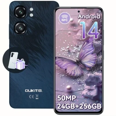Abbildung von OUKITEL C58 Pro Smartphone Ohne Vertrag 24GB+256GB Android 14 6,7 Zoll 90Hz Display Handy 50MP+8MP AI Kamera 5150mAh Günstig, NFC,GPS, Dual SIM 4G Simlockfreie Handys