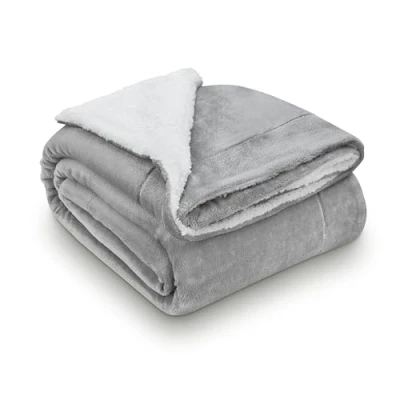 Abbildung von Tagesdecke Fleecedecke 150x200 cm, Juskys, doppelseitige Decke, mit Sherpa und Fleece, kuschelig weich