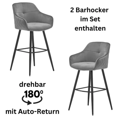 Abbildung von Stolkom Barhocker &quot;Emma&quot;, (Set, 2 St.), Komfortsitzhöhe 73 cm, 180drehbar Auto Return funktion