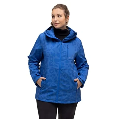 Abbildung von Ulla Popken Damen HYPRAR Softshell, modisches Leomuster, wasserabweisend, atungs Jacken, Königsblau, 46 48