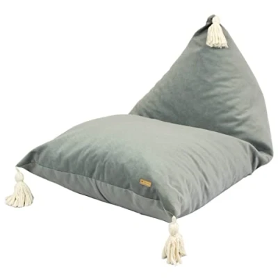 Abbildung von Velinda Kindersitzsack Kinder Pouf Sitzkissen Bodenkissen Liege Beanbag Sitzsack Hocker (Farbe: grau)