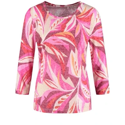 Abbildung von Gerry Weber 3/4 ARM IN AUSBRENNERQUALITÄT Langarmshirt, Damen, Größe: 38, Red pink sunrise leaf aop