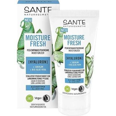 Abbildung von SANTE Naturkosmetik Moisture Fresh Feuchtigkeitscreme mit Hyaluron, Squalan &amp; Bio Aloe Vera, nährende Gesichtspflege, Gesichtscreme für intensive Feuchtigkeitspflege und geschmeidige Haut, 50ml