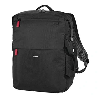 Abbildung von Hama Kamerarucksack &quot;Matera&quot; 200 (großer Fotorucksack mit Regenschutz, ergonomisch, Kamerafach Vollzugriff, Fach für Tablet und Laptop bis 15,6“, zum Wandern Reisen, recyceltes PET) schwarz
