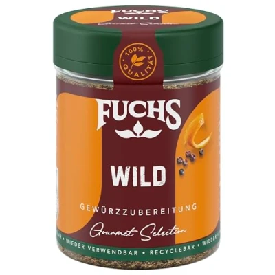 Abbildung von Fuchs Gourmet Selection Klassisch/Heimisch Wild Gewürzsalz, nachfüllbares Gewürz, Salz zum Würzen von Wild, Saucen &amp; Co, vegan, 80 g