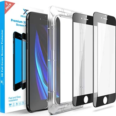 Abbildung von XeloTech 2x 3D Schutzglas für iPhone SE 3 (2022) und 2 (2020) (3/2 Generation) Installation mit Rahmen Schützt das komplette Display Full Cover