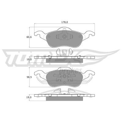Abbildung von TOMEX brakes TX 12 17 Bremsbelagsatz Vorderachse FORD: Focus Mk1 Schrägheck, Kombi, Limousine