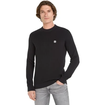 Abbildung von Calvin Klein Jeans Embro Badge Strickpullover, Herren, Größe: XS, Ck black