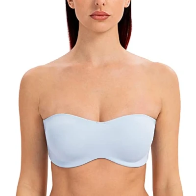 Abbildung von MELENECA Damen Trägerloser BH Bügel,Ohne Einlagen,Große Größe Minimizer Bandeau Hellblau 75F