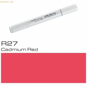 Abbildung von COPIC Sketch Marker Typ R 27, Cadmium Red, professioneller Pinselmarker, mit einer Super Brush Spitze und Medium Broad