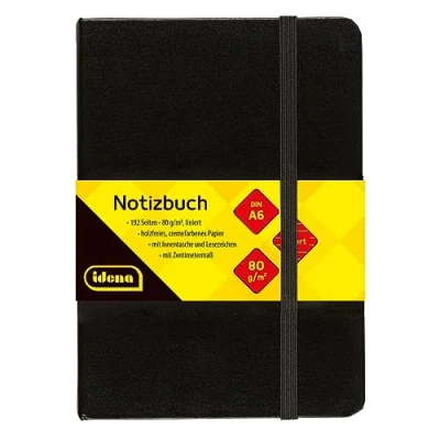 Abbildung von Idena Notizbuch 209285 DIN A6, liniert, Papier cremefarben, 192