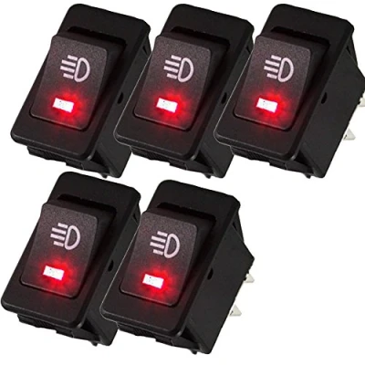 Abbildung von Mintice™ 5 X KFZ Auto Kippschalter Druckschalter Wippschalter Schalter 12V Rot LED Licht Nebelschalter 4 polig