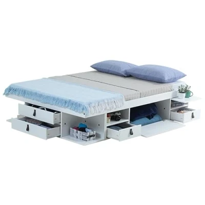 Abbildung von Bett mit Stauraum Bali 180x200 Weiss Bettkasten u. viel Stauraum, ideal f. kleine Schlafzimmer Aufbewahrung inkl. Lattenrost Praktisch, Robust und Stilvoll