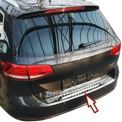 Abbildung von Ladekantenschutz Edelstahl CHROM kompatibel für VW GOLF 7 VARIANT BJ 2013 2017 mit Abkantung premium Qualität von RECAMBO