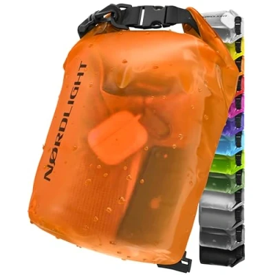 Abbildung von Nordlight Dry Bag 10L Wasserdichter Beutel (Orange) Packsack Mit Roll Top Verschluss Und Schultergurt Schwimmen, Baden, Strand, Kanu, Stand Up Paddling, Tauchen