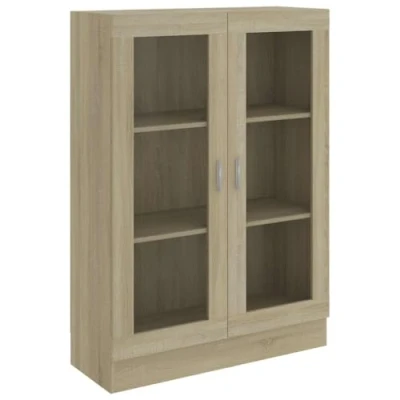 Abbildung von vidaXL Vitrinenschrank Bücherschrank Aktenschrank Büroschrank Vitrine Schrank Bücherregal Sideboard Sonoma Eiche 82,5x30,5x115cm Holzwerkstoff