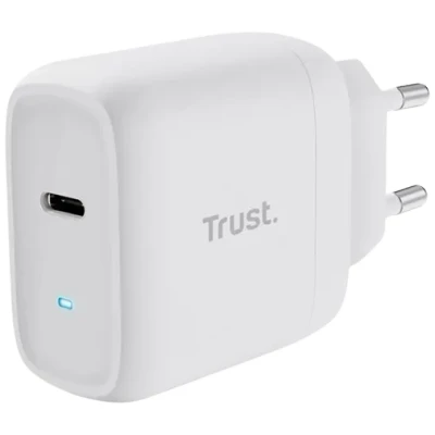Abbildung von Trust Maxo USB C Ladegerät 45W, 75% Recycelten Materialien, Schnellladegerät Stecker mit Ladekabel 2m, Netzteil für iPhone, iPad, Samsung Galaxy, Steam Deck, Smartphones, Tablets Weiß