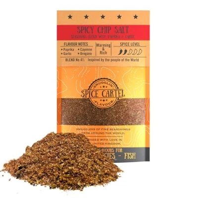 Abbildung von Spice Cartel&#039;s Chip Seasoning Blend. Magie auf jeder Brat oder Röstkartoffel. 100 g wiederverschließbare Packung, Seasons 3 kg+ Protein.