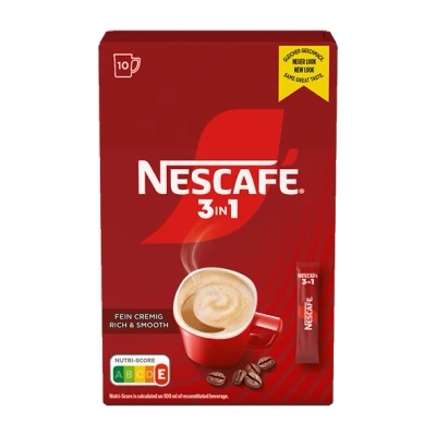 Abbildung von NESCAFÉ 3 in 1 Getränkepulver Sticks, löslicher Bohnenkaffee mit Creamer &amp; Zucker, Instant Kaffee aus erlesenen Kaffeebohnen, koffeinhaltig, 1er Pack (1 x 10 Sticks à 16,5g)